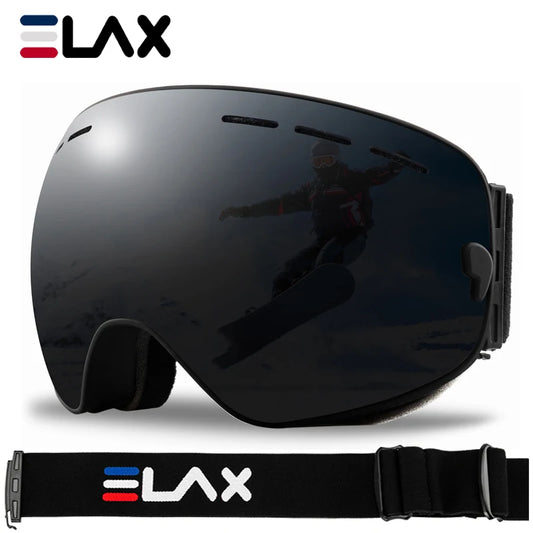 Marca ELAX, Antiparras Ski / Snowboard / Moto de Nieve Antiniebla Doble Capa, Unisex