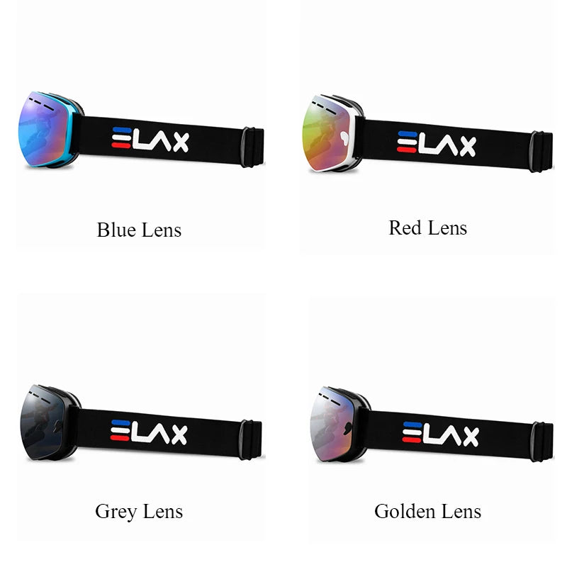 Marca ELAX, Antiparras Ski / Snowboard / Moto de Nieve Antiniebla Doble Capa, Unisex