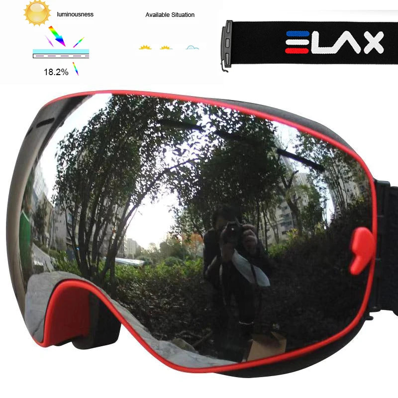 Marca ELAX, Antiparras Ski / Snowboard / Moto de Nieve Antiniebla Doble Capa, Unisex