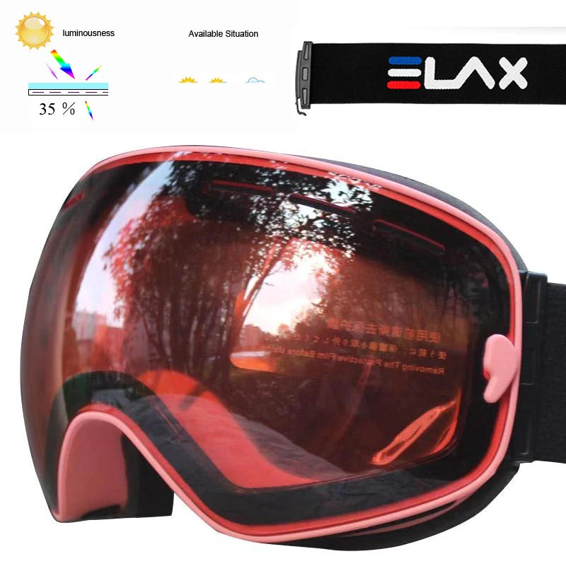 Marca ELAX, Antiparras Ski / Snowboard / Moto de Nieve Antiniebla Doble Capa, Unisex